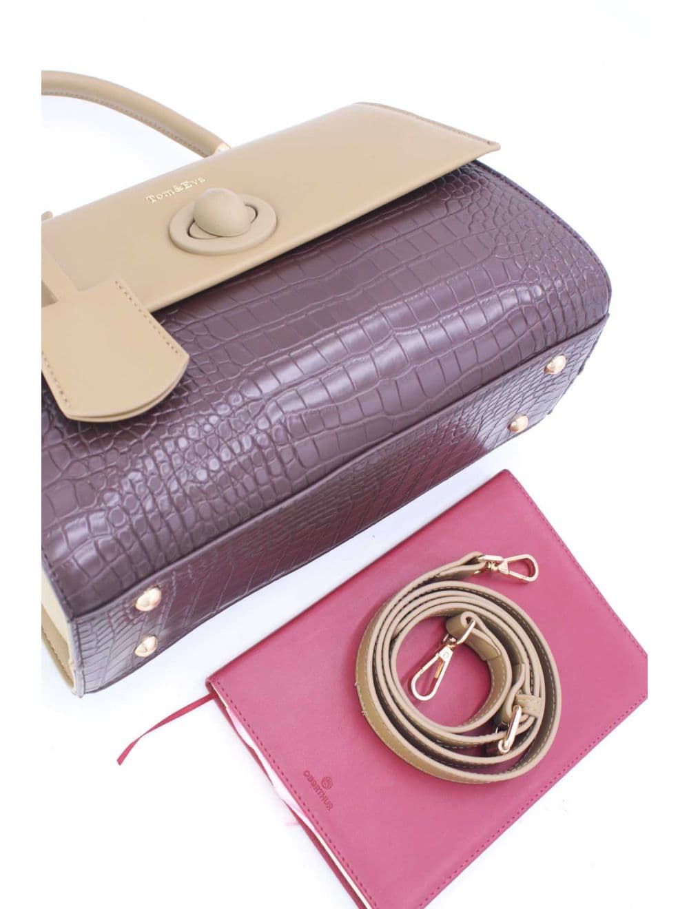 Sac à Main Style Vintage à Effet Croco 23B-5764-Coffee/Taupe — vue 4