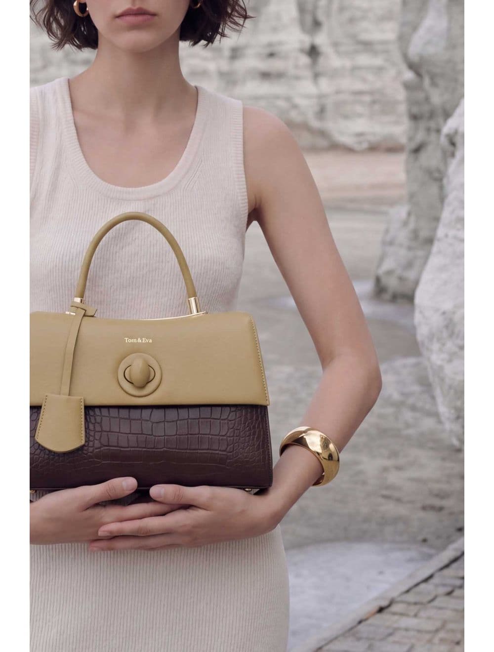 Sac à Main Style Vintage à Effet Croco 23B-5764-Coffee/Taupe — vue 6