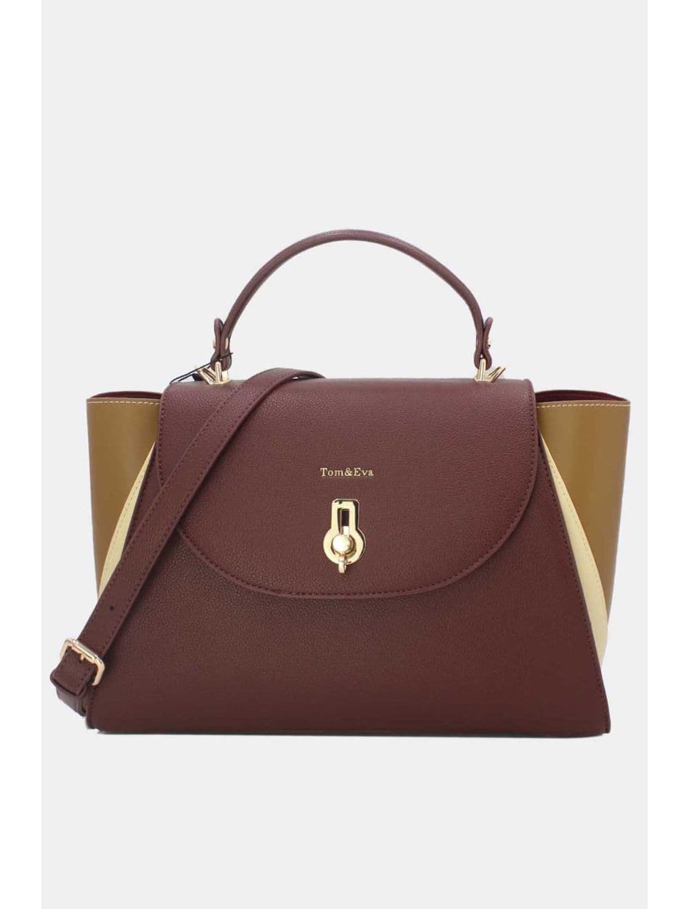 Sac De Travail Femme Tricolore RÉASSORT 23B-5840-Coffee/Khaki