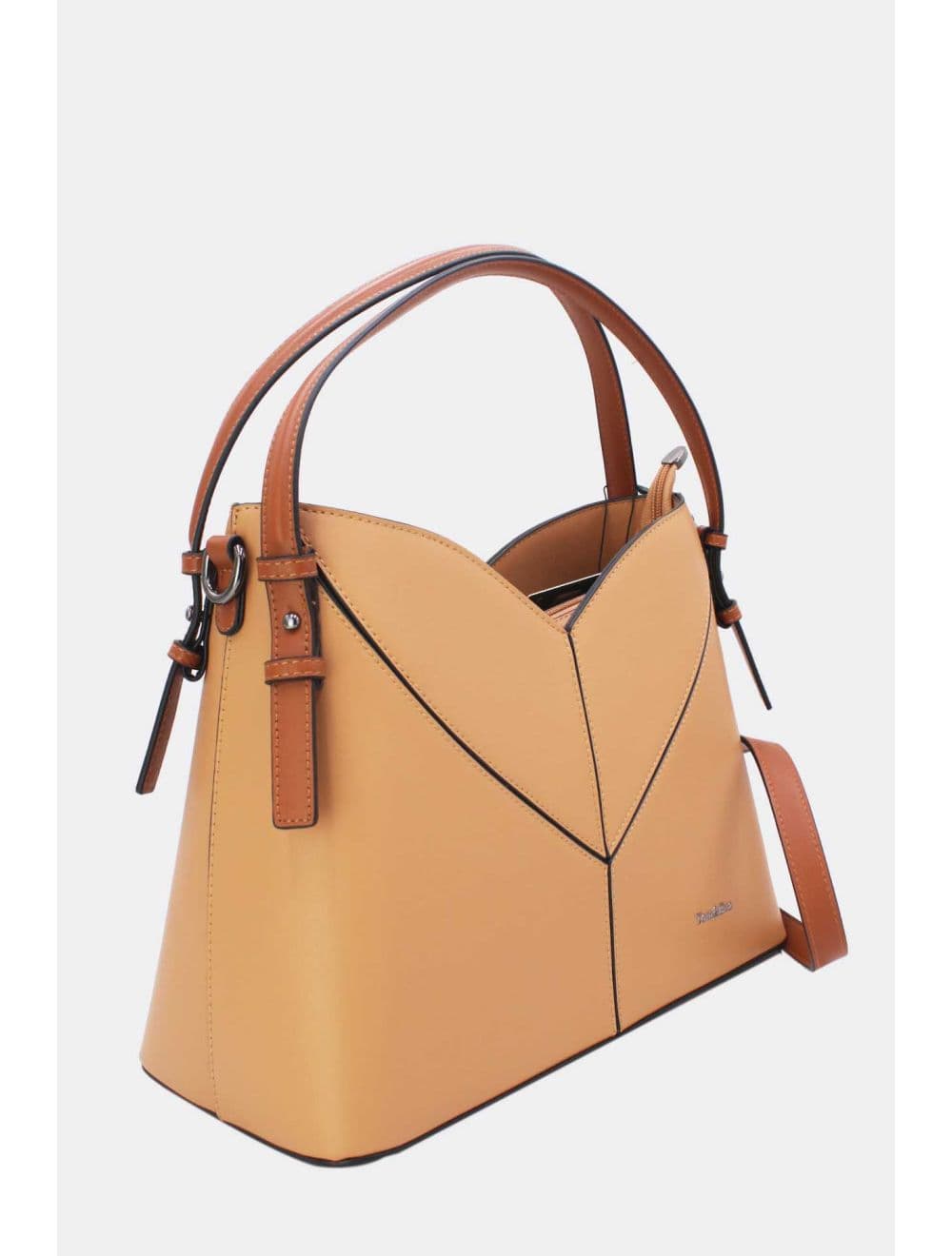 Sac Seau Structuré à Découpe Géométrique avec Double Anse 25B-6399-Apricot/Brown — vue 2
