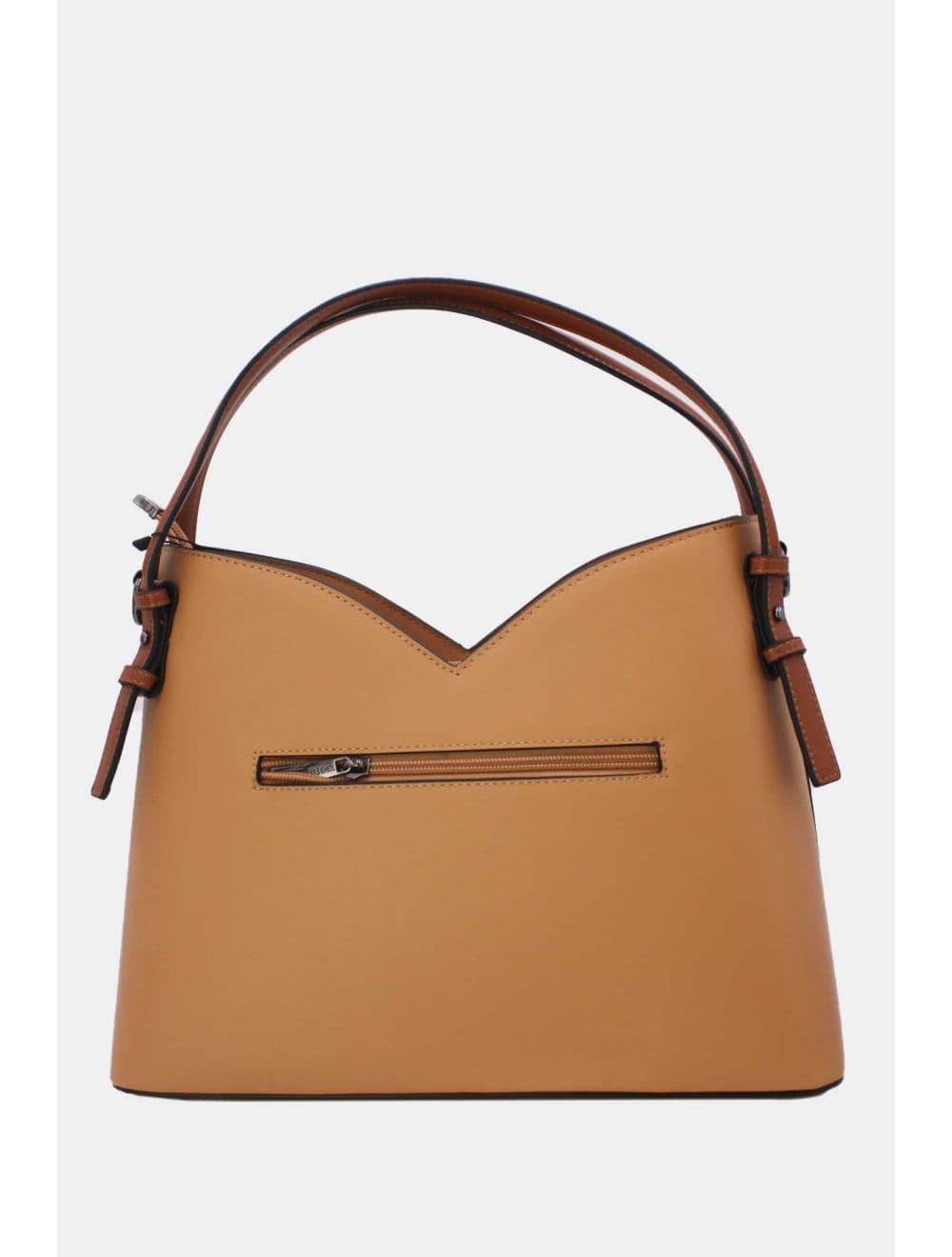 Sac Seau Structuré à Découpe Géométrique avec Double Anse 25B-6399-Apricot/Brown — vue 3
