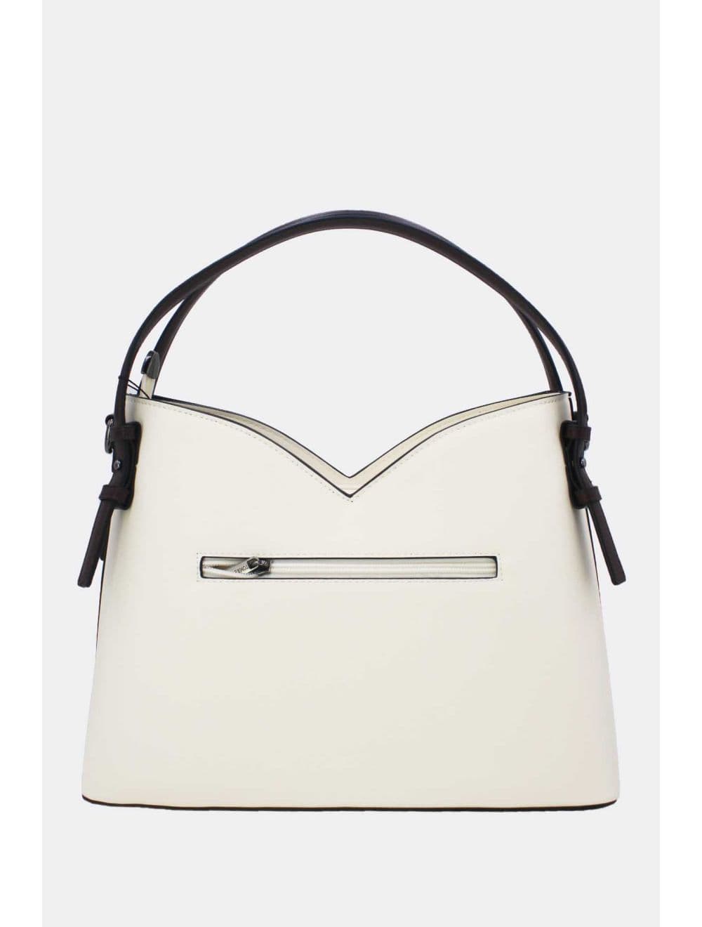Sac Seau Structuré à Découpe Géométrique avec Double Anse 25B-6399-Beige/Coffee — vue 3