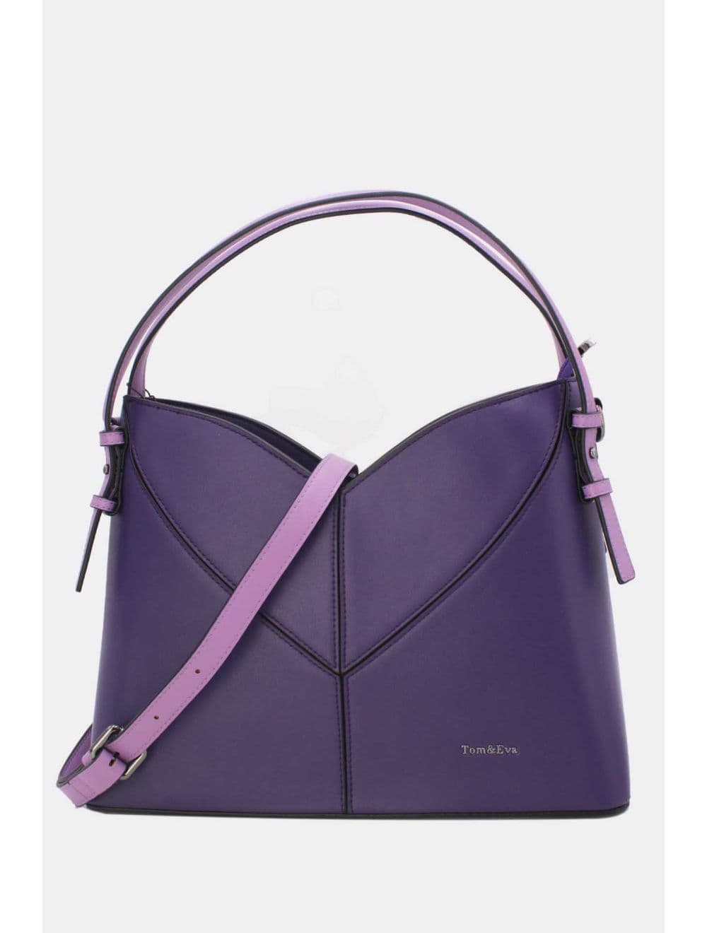 Sac Seau Structuré à Découpe Géométrique avec Double Anse 25B-6399-Violet