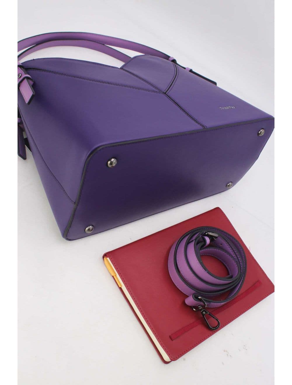 Sac Seau Structuré à Découpe Géométrique avec Double Anse 25B-6399-Violet — vue 4