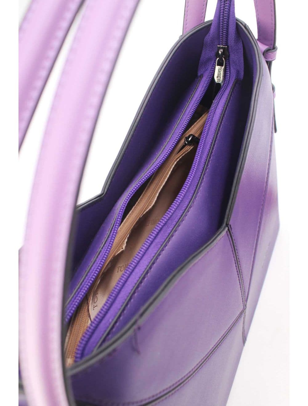 Sac Seau Structuré à Découpe Géométrique avec Double Anse 25B-6399-Violet — vue 5