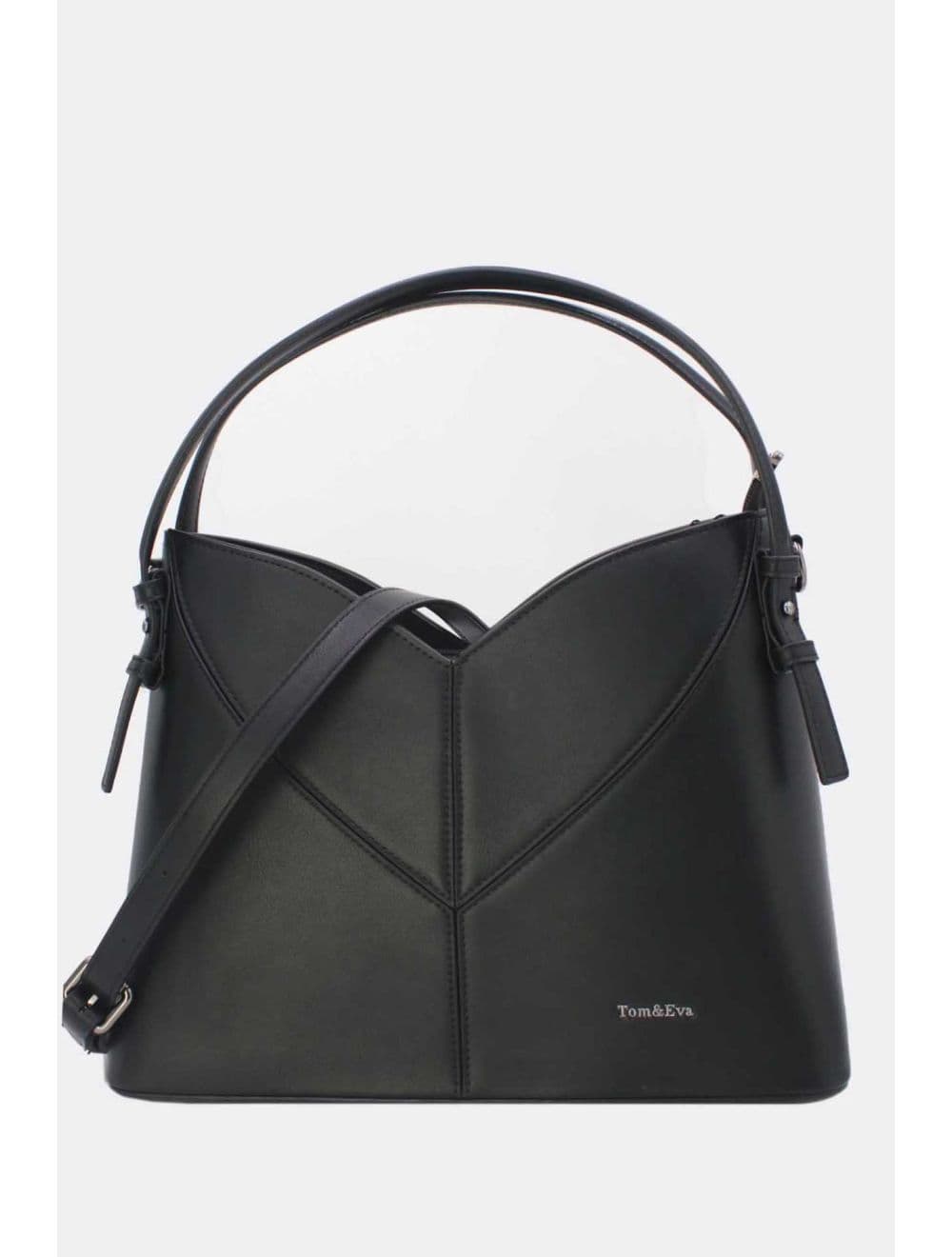 Sac Seau Structuré à Découpe Géométrique avec Double Anse 25B-6399-Noir