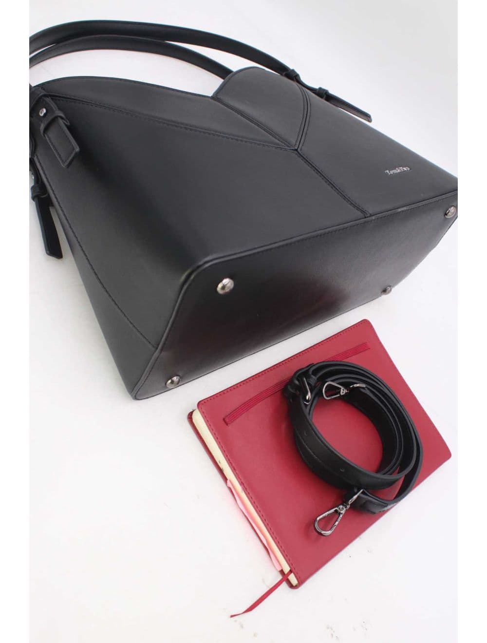 Sac Seau Structuré à Découpe Géométrique avec Double Anse 25B-6399-Noir — vue 4