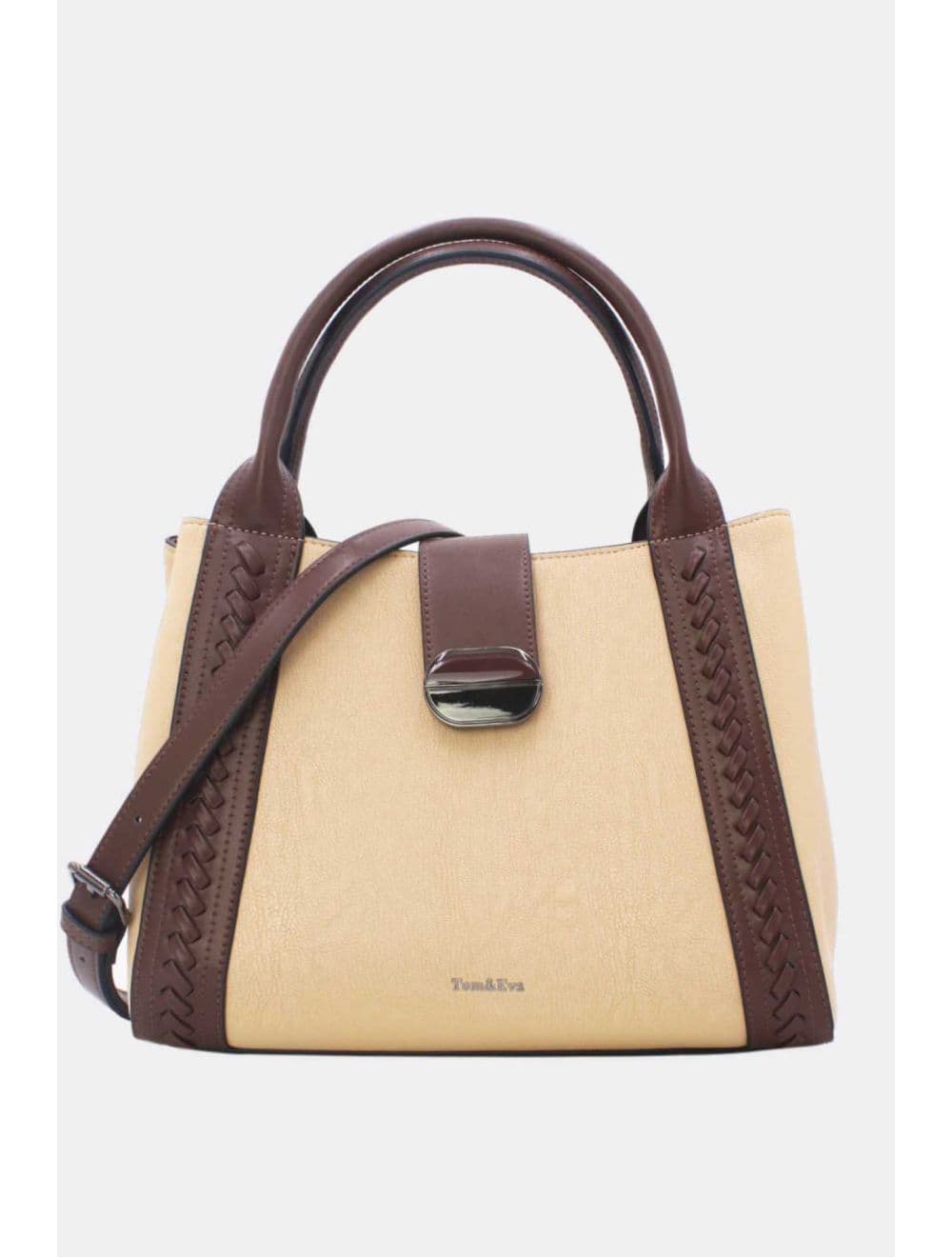 Sac à Main effet Cuir d'agneau 25B-6424-Khaki/Coffee