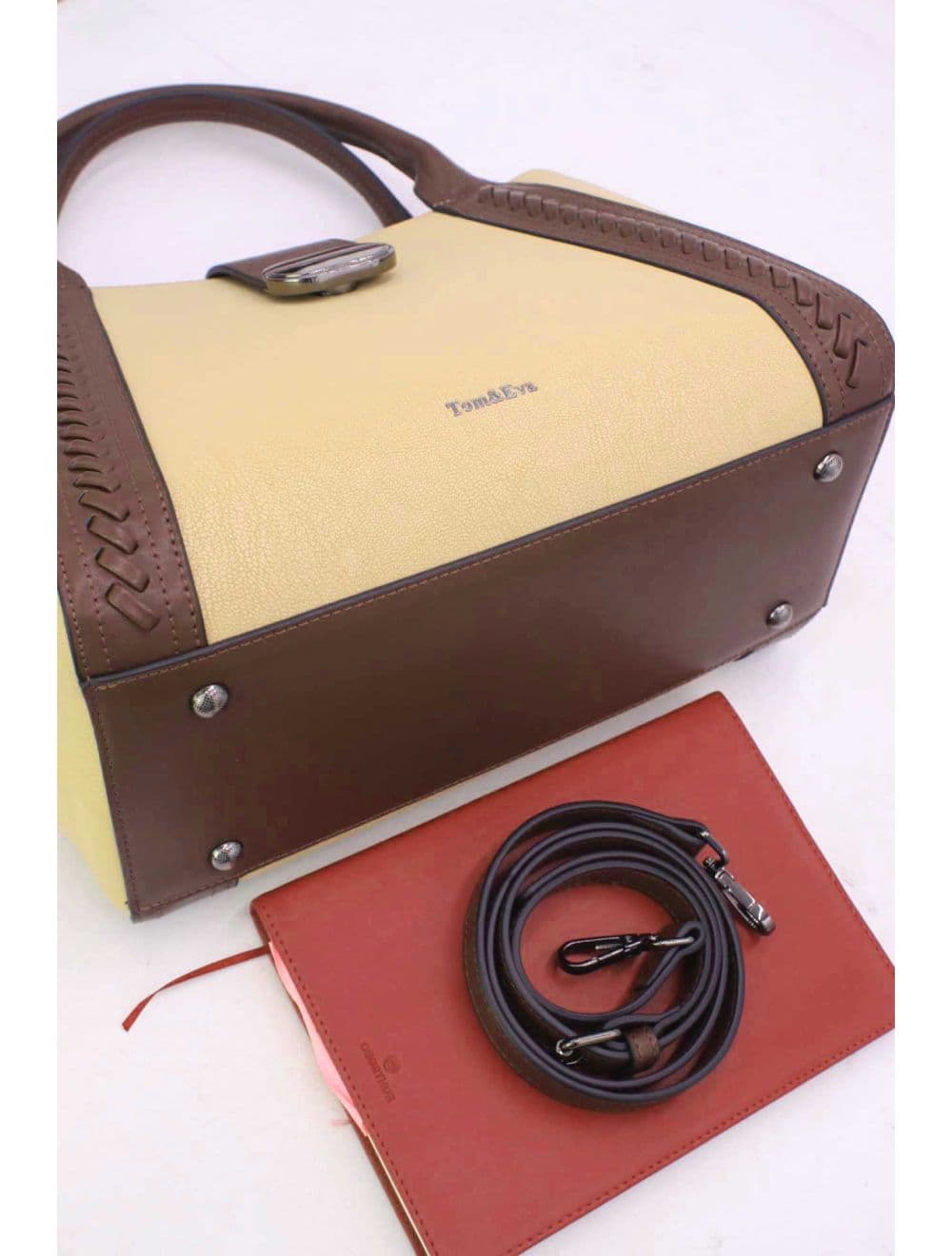 Sac à Main effet Cuir d'agneau 25B-6424-Khaki/Coffee — vue 4
