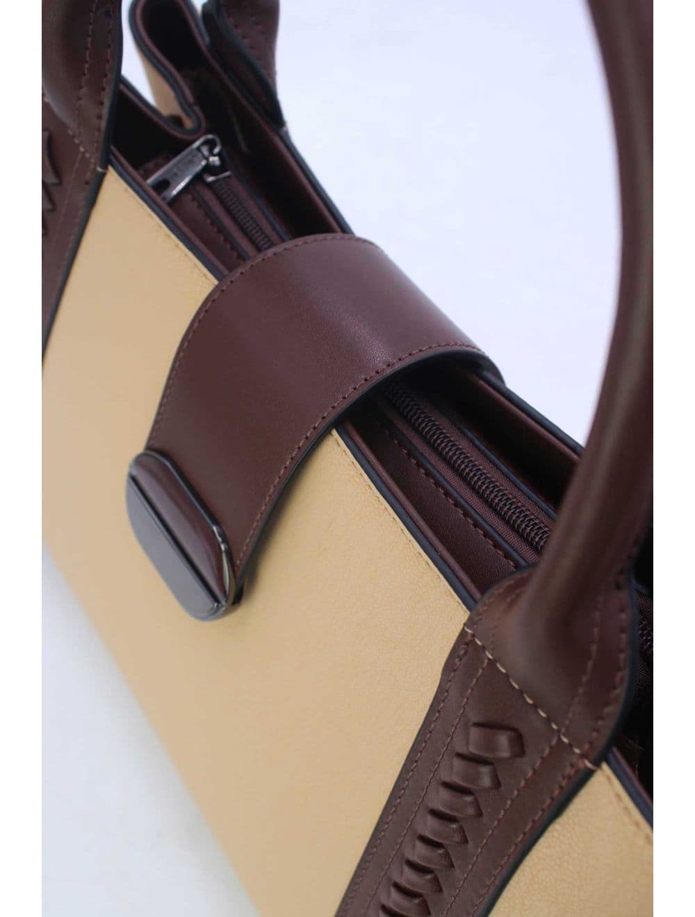 Sac à Main effet Cuir d'agneau 25B-6424-Khaki/Coffee — vue 5