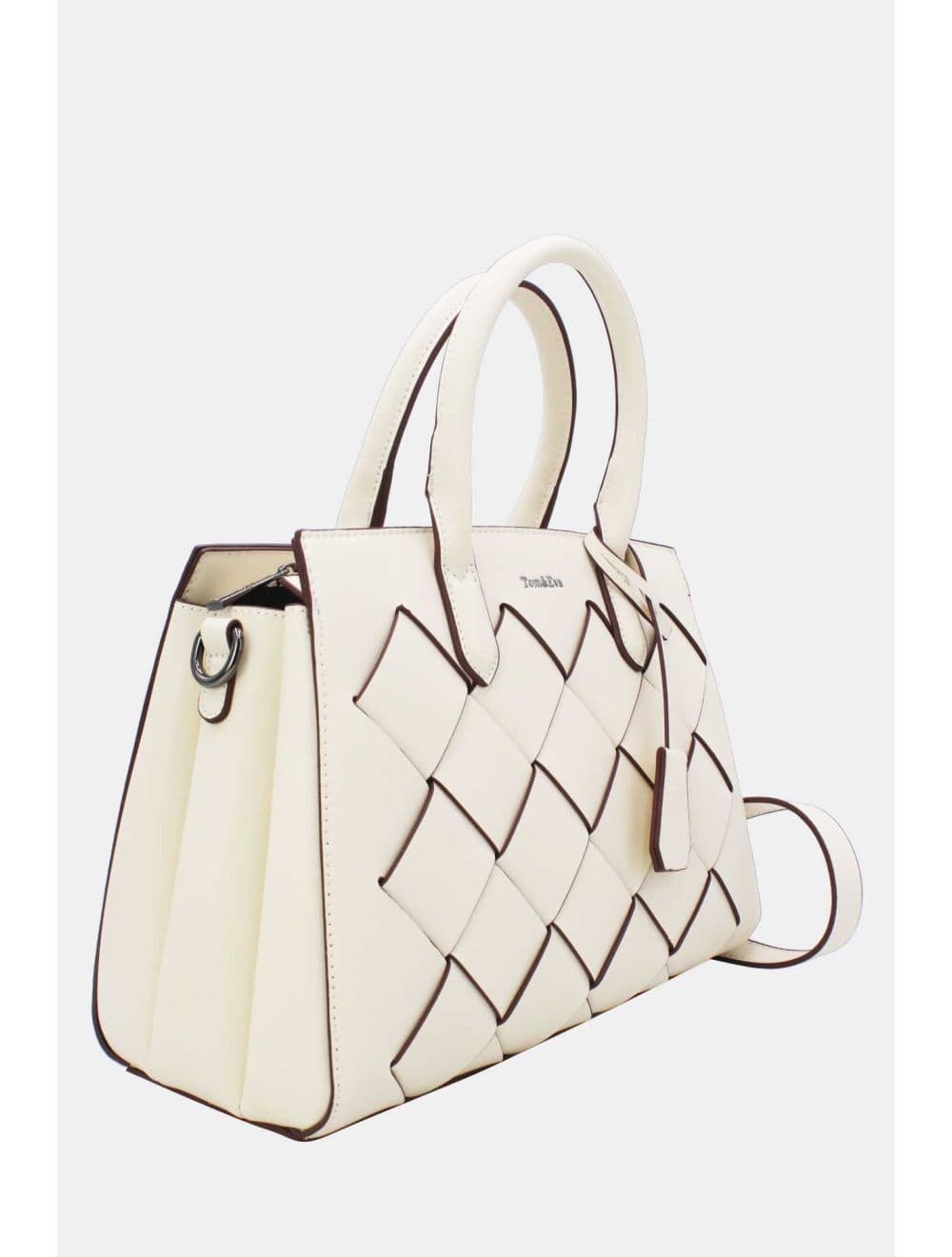 Sac à Main Tressé Avec Pendentif 25B-6398-Beige — vue 2