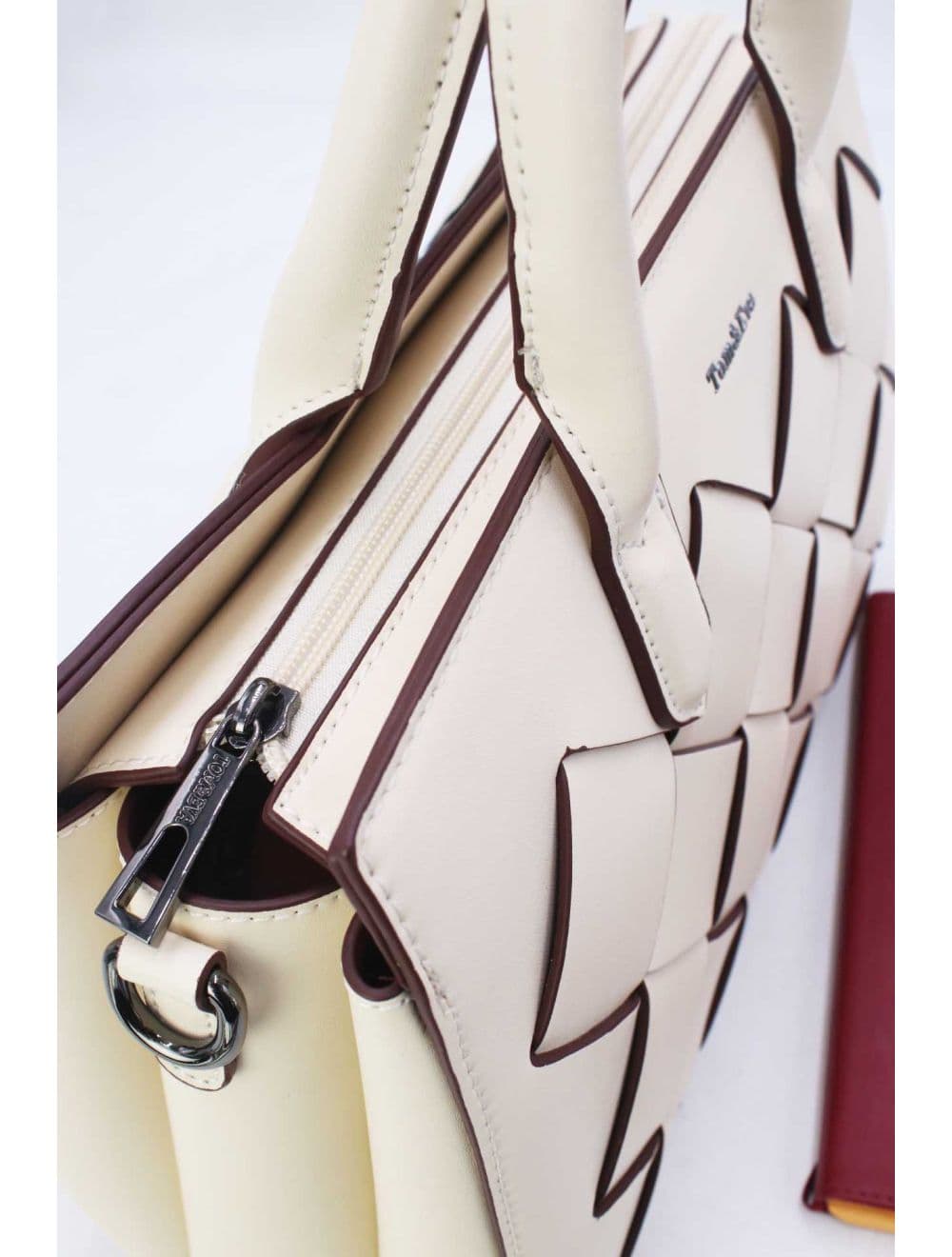 Sac à Main Tressé Avec Pendentif 25B-6398-Beige — vue 5