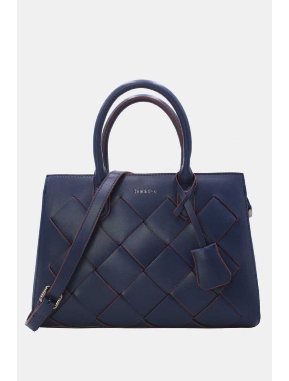 Sac à Main Tressé Avec Pendentif 25B-6398-Bleu