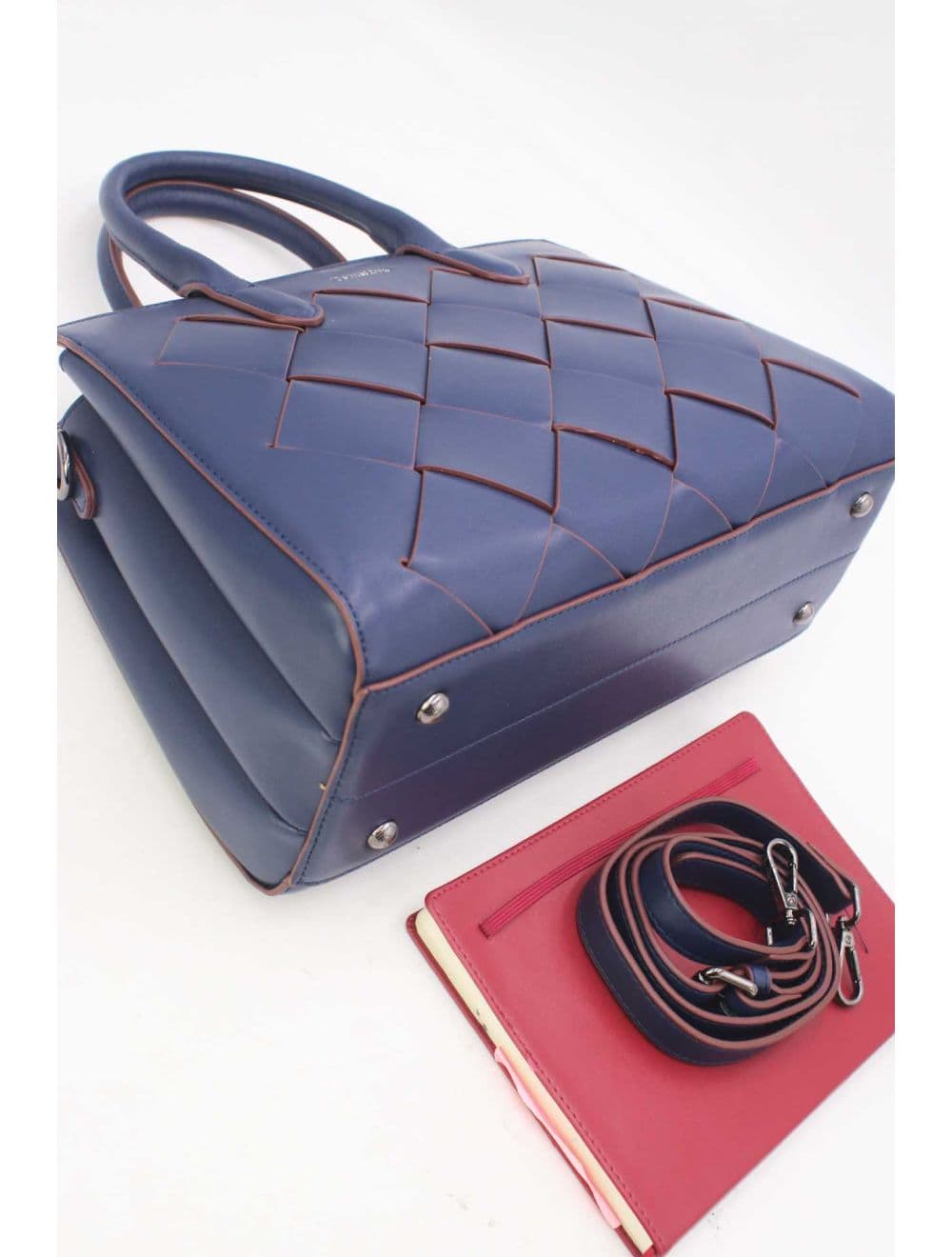Sac à Main Tressé Avec Pendentif 25B-6398-Bleu — vue 4