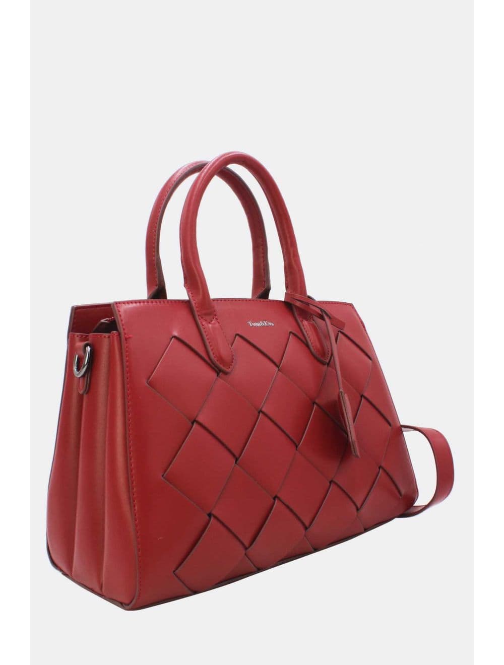 Sac à Main Tressé Avec Pendentif 25B-6398-Bordeaux — vue 2