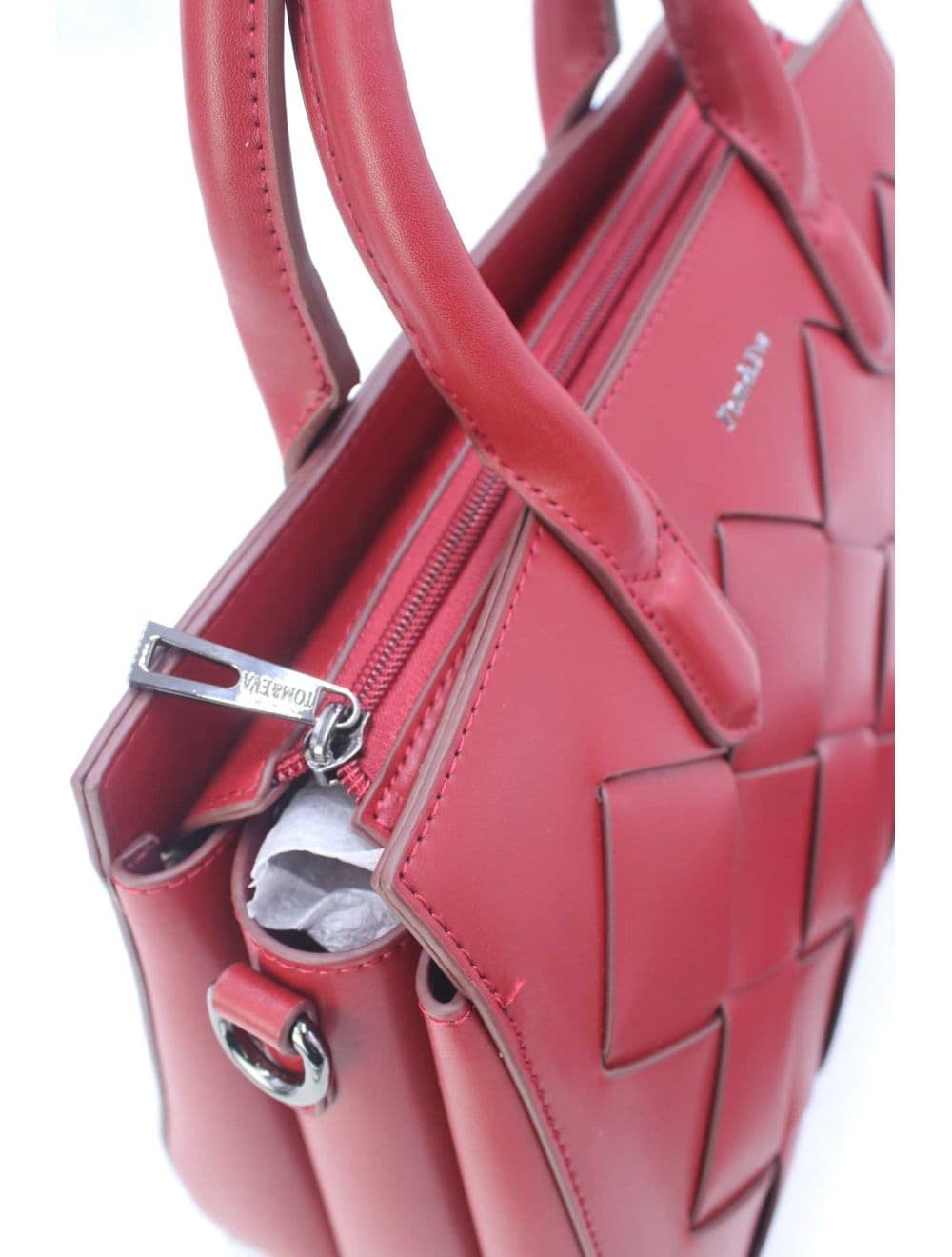 Sac à Main Tressé Avec Pendentif 25B-6398-Bordeaux — vue 5