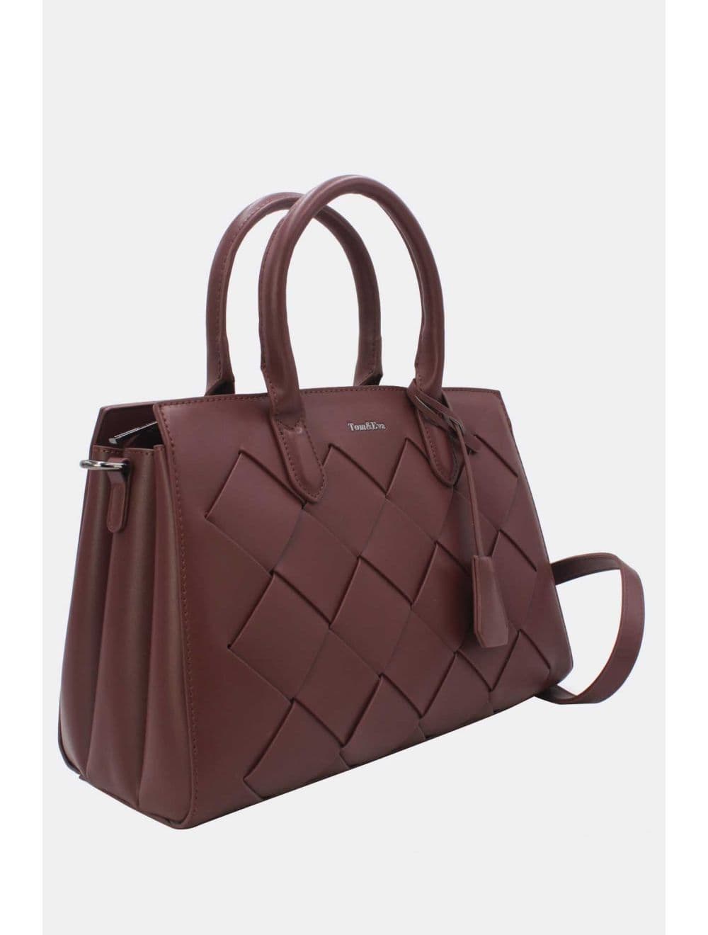 Sac à Main Tressé Avec Pendentif 25B-6398-Café — vue 2
