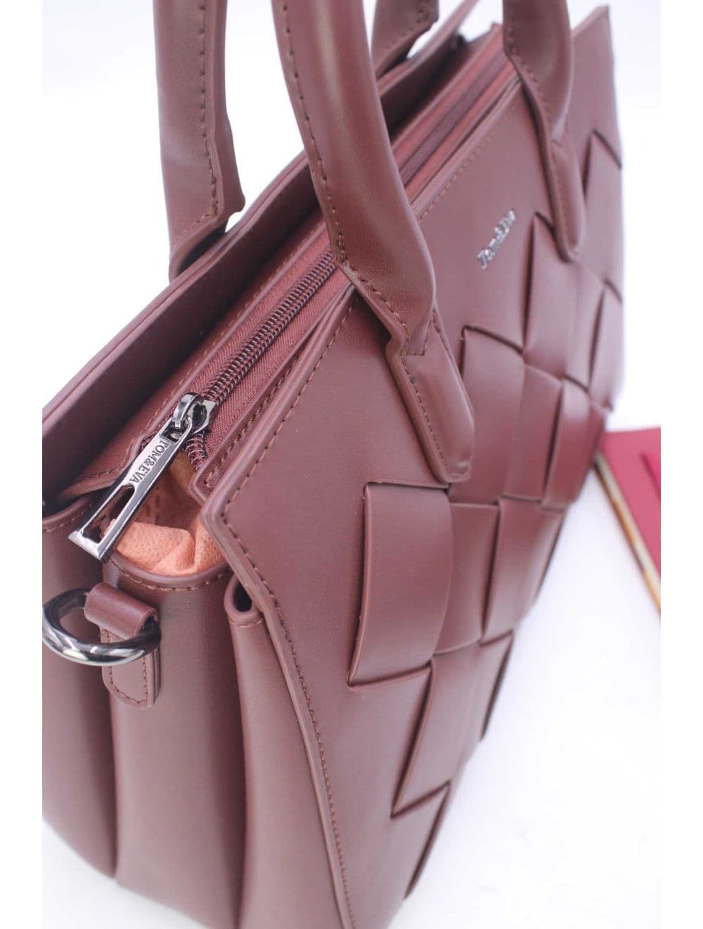 Sac à Main Tressé Avec Pendentif 25B-6398-Café — vue 5