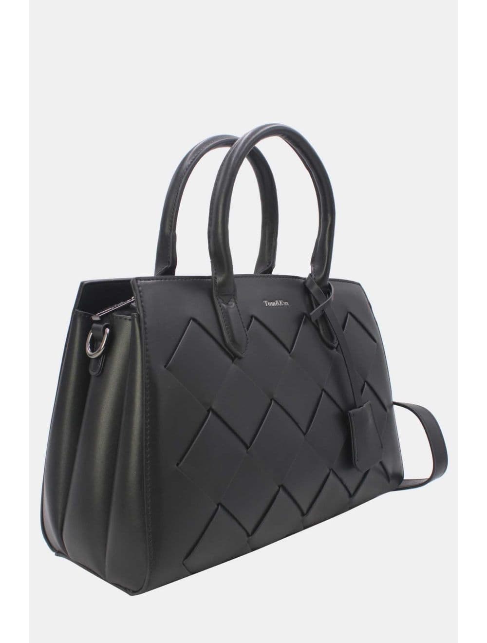 Sac à Main Tressé Avec Pendentif 25B-6398-Noir — vue 2