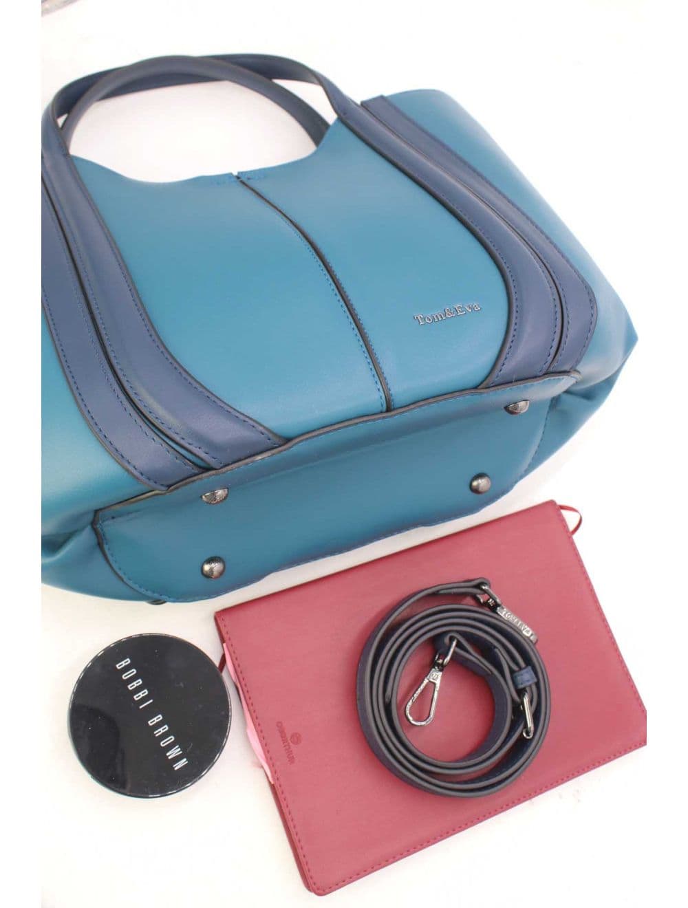 Sac à Main Effet Cuir Chic 25B-6374-Bleu — vue 4