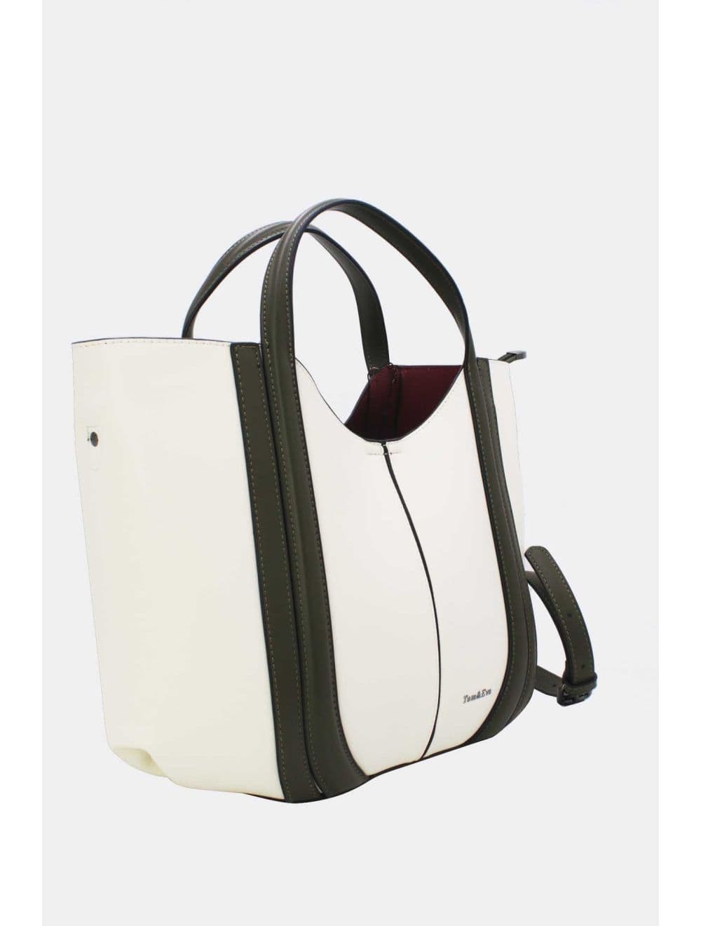 Sac à Main Effet Cuir Chic 25B-6374-Beige/Green — vue 2