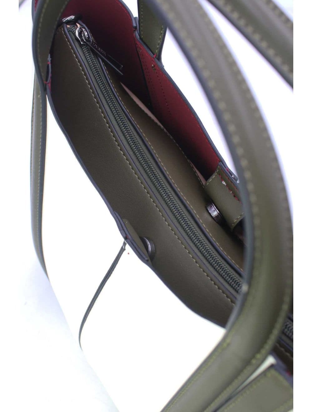 Sac à Main Effet Cuir Chic 25B-6374-Beige/Green — vue 5