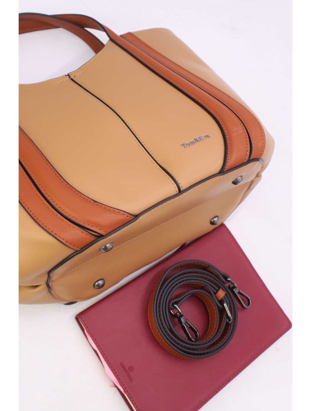 Sac à Main Effet Cuir Chic 25B-6374-Apricot/Brown — vue 4