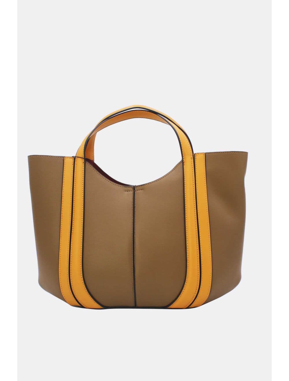 Sac à Main Effet Cuir Chic 25B-6374-Taupe/Yellow — vue 3