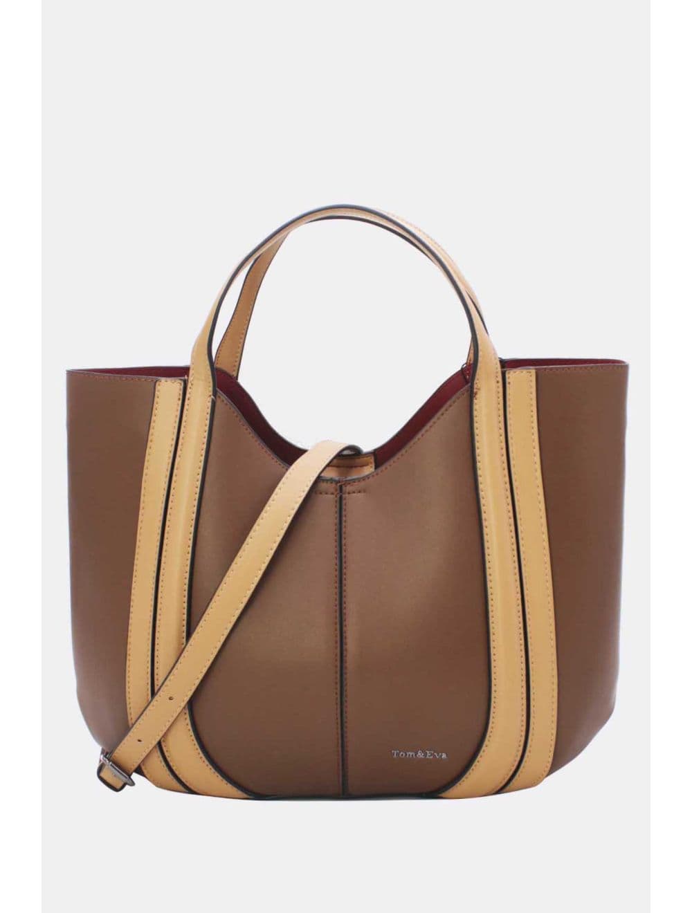 Sac à Main Effet Cuir Chic 25B-6374-Coffee/Apricot