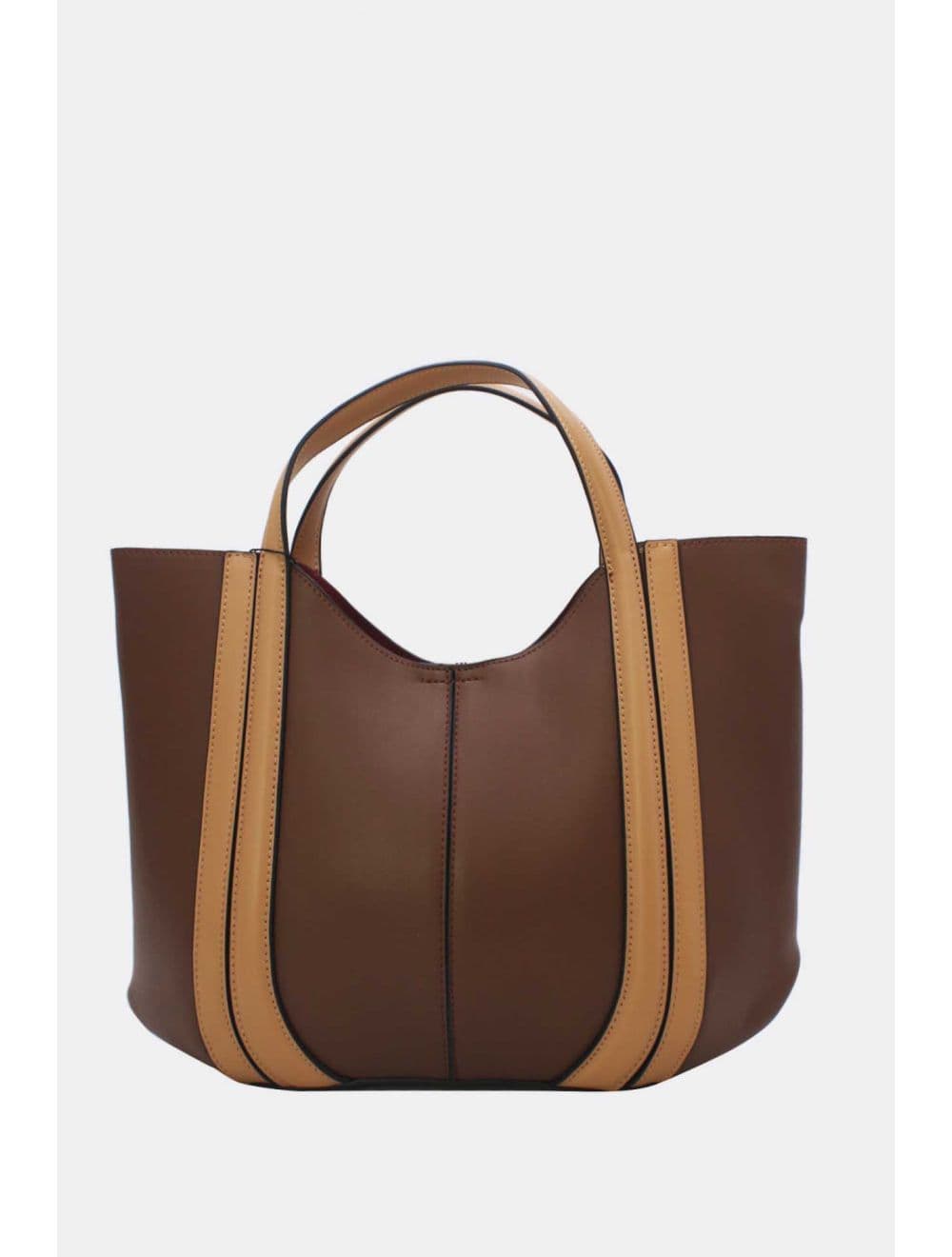 Sac à Main Effet Cuir Chic 25B-6374-Coffee/Apricot — vue 3