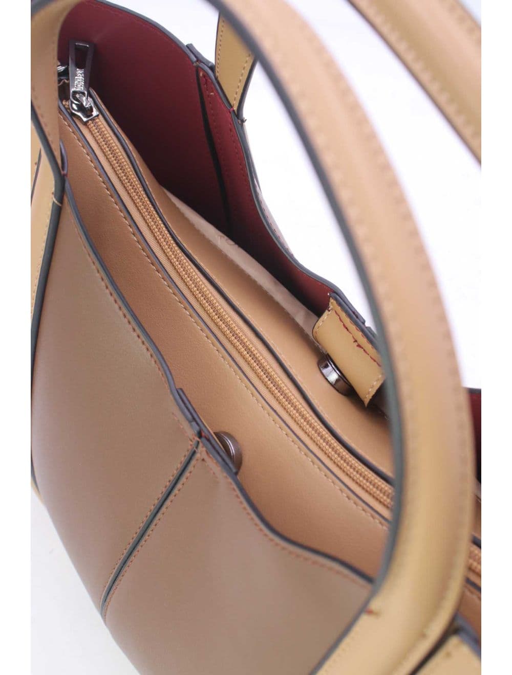 Sac à Main Effet Cuir Chic 25B-6374-Coffee/Apricot — vue 5
