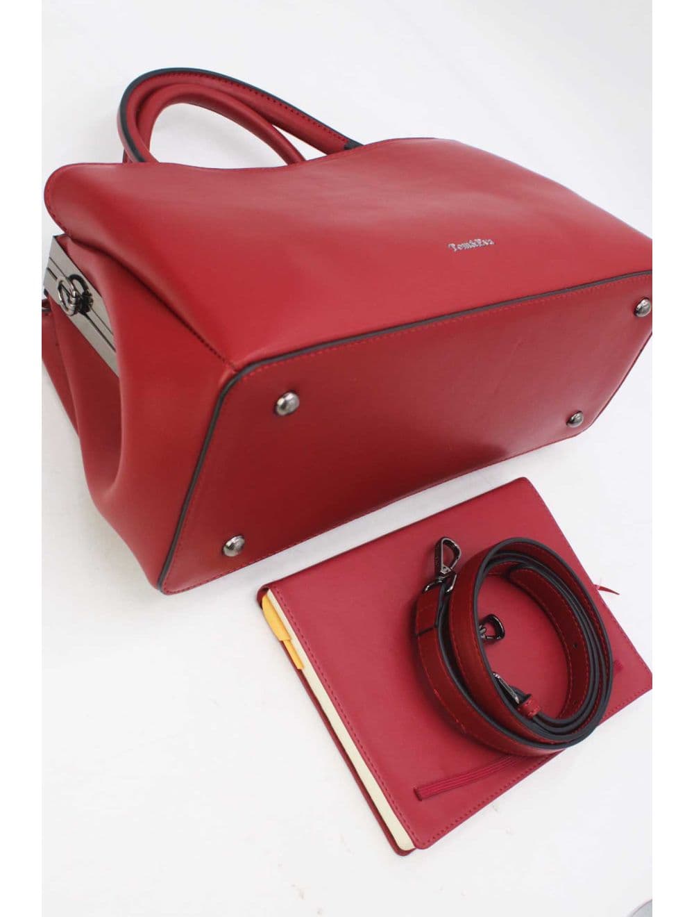 Sac à Main Effet Cuir Classique 25B-6400-Burgundy — vue 4
