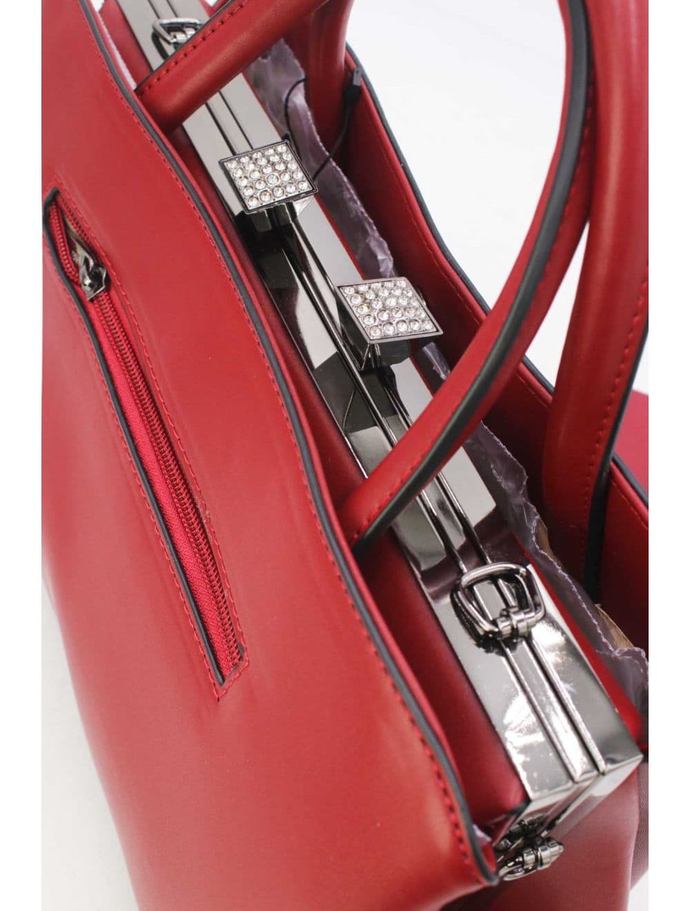 Sac à Main Effet Cuir Classique 25B-6400-Burgundy — vue 5
