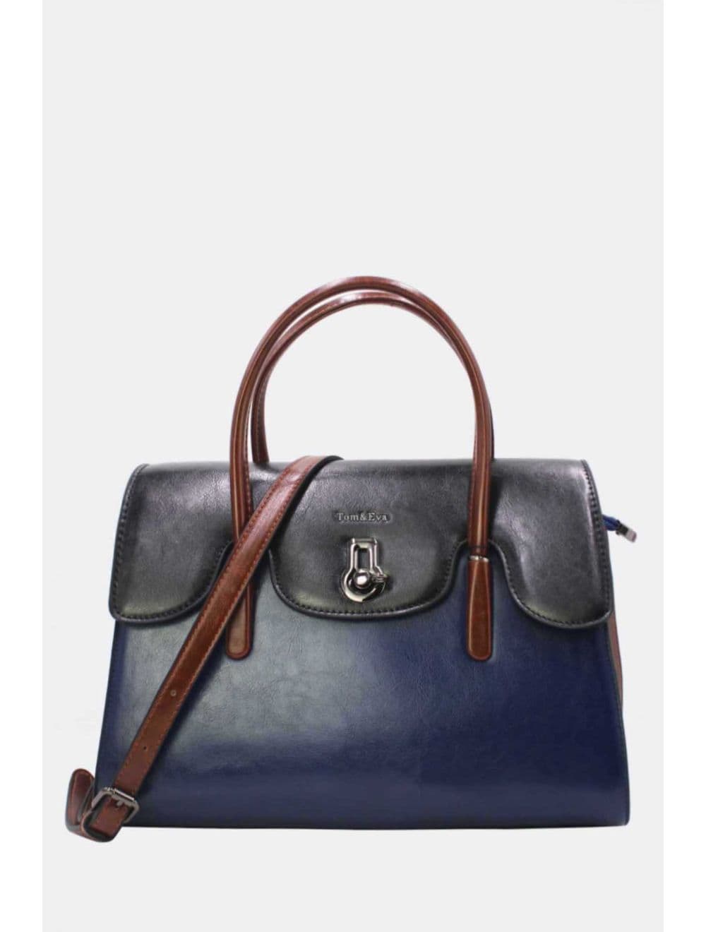 Sac à Main Effet Cuir Style Vintage RÉASSORT 24B-5866-Blue/Coffee