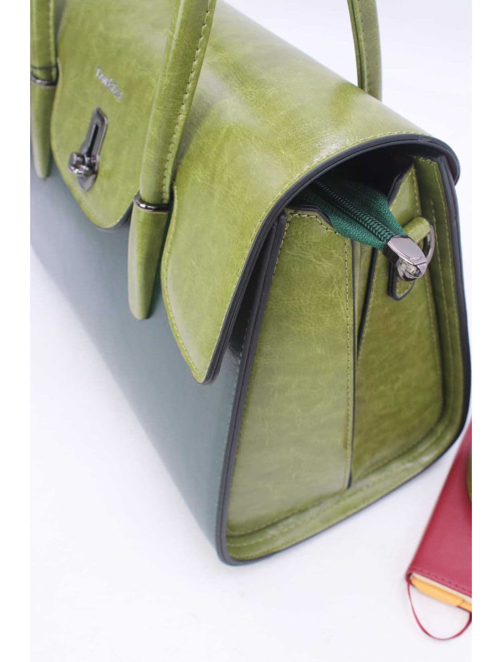 Sac à Main Effet Cuir Style Vintage RÉASSORT 24B-5866-L.Green/Green — vue 5