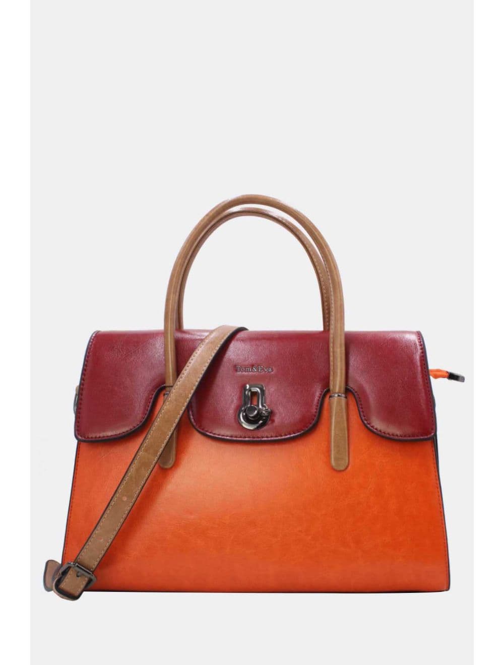 Sac à Main Effet Cuir Style Vintage RÉASSORT 24B-5866-Orange/Apricot