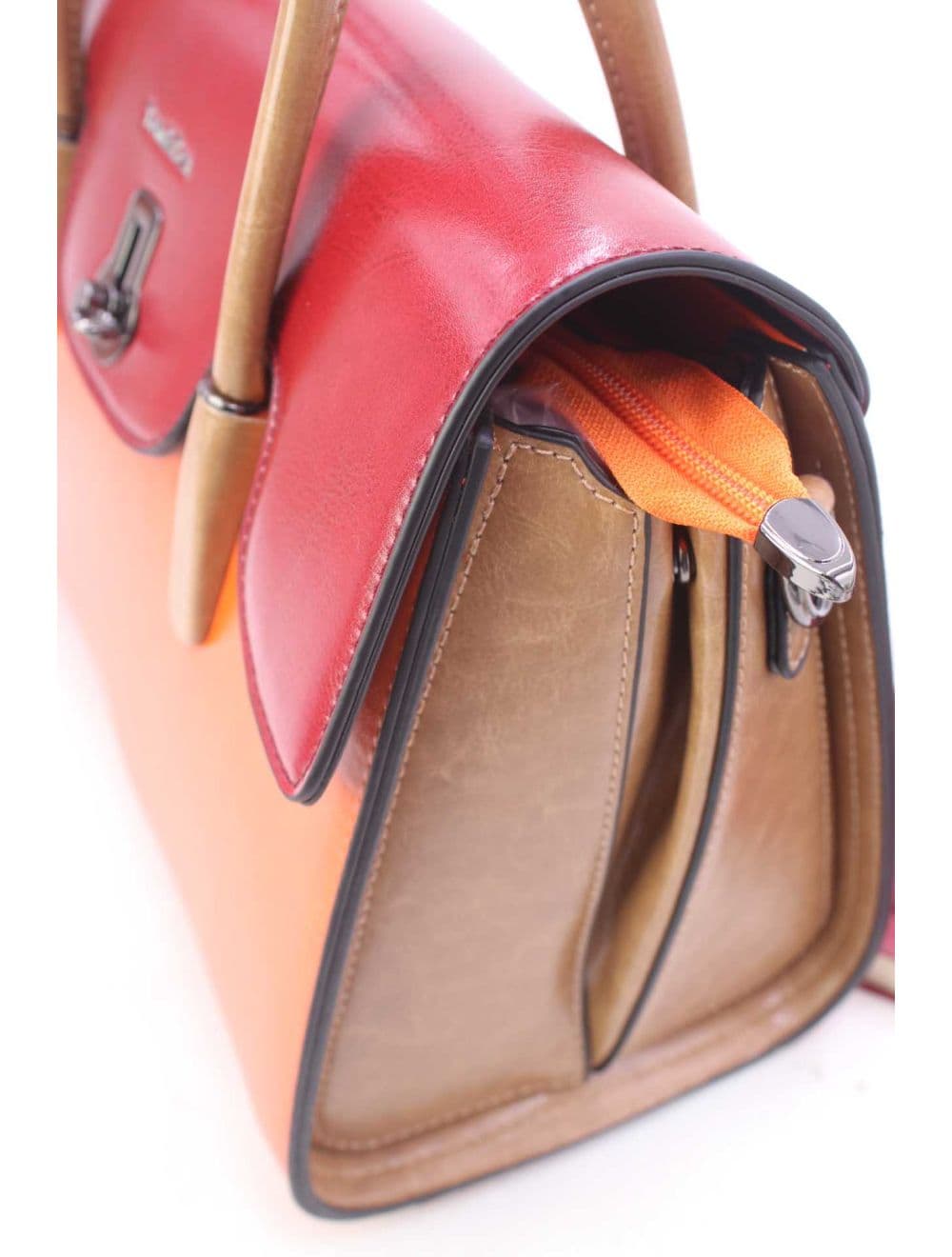 Sac à Main Effet Cuir Style Vintage RÉASSORT 24B-5866-Orange/Apricot — vue 5