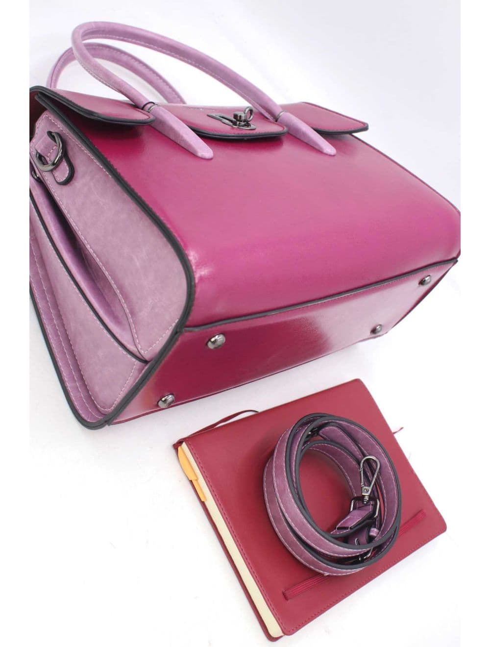 Sac à Main Effet Cuir Style Vintage RÉASSORT 24B-5866-Purple/L.Purple — vue 4