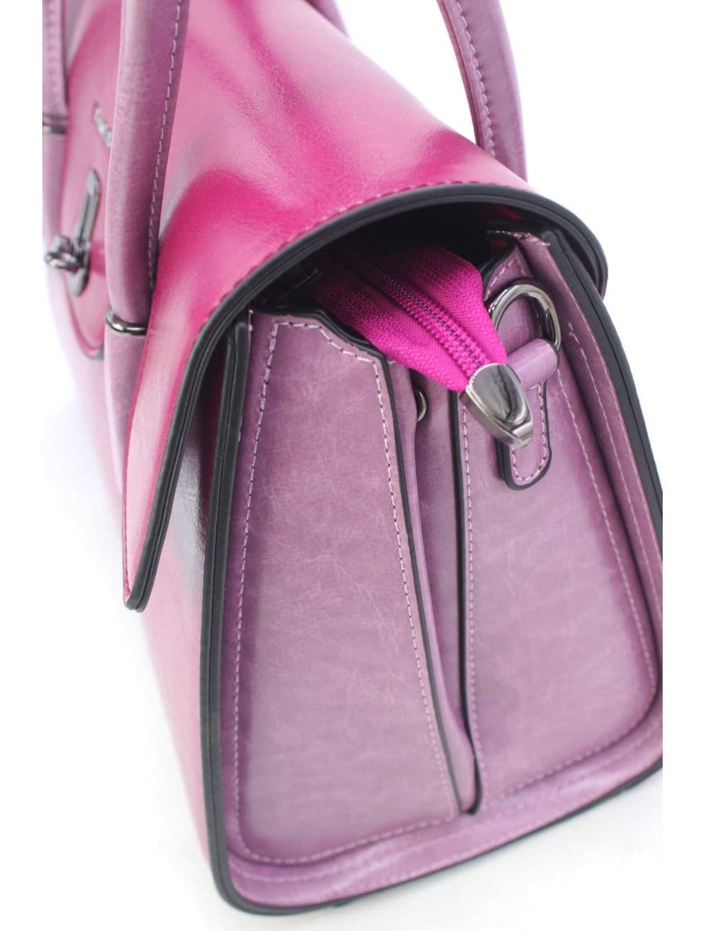 Sac à Main Effet Cuir Style Vintage RÉASSORT 24B-5866-Purple/L.Purple — vue 5