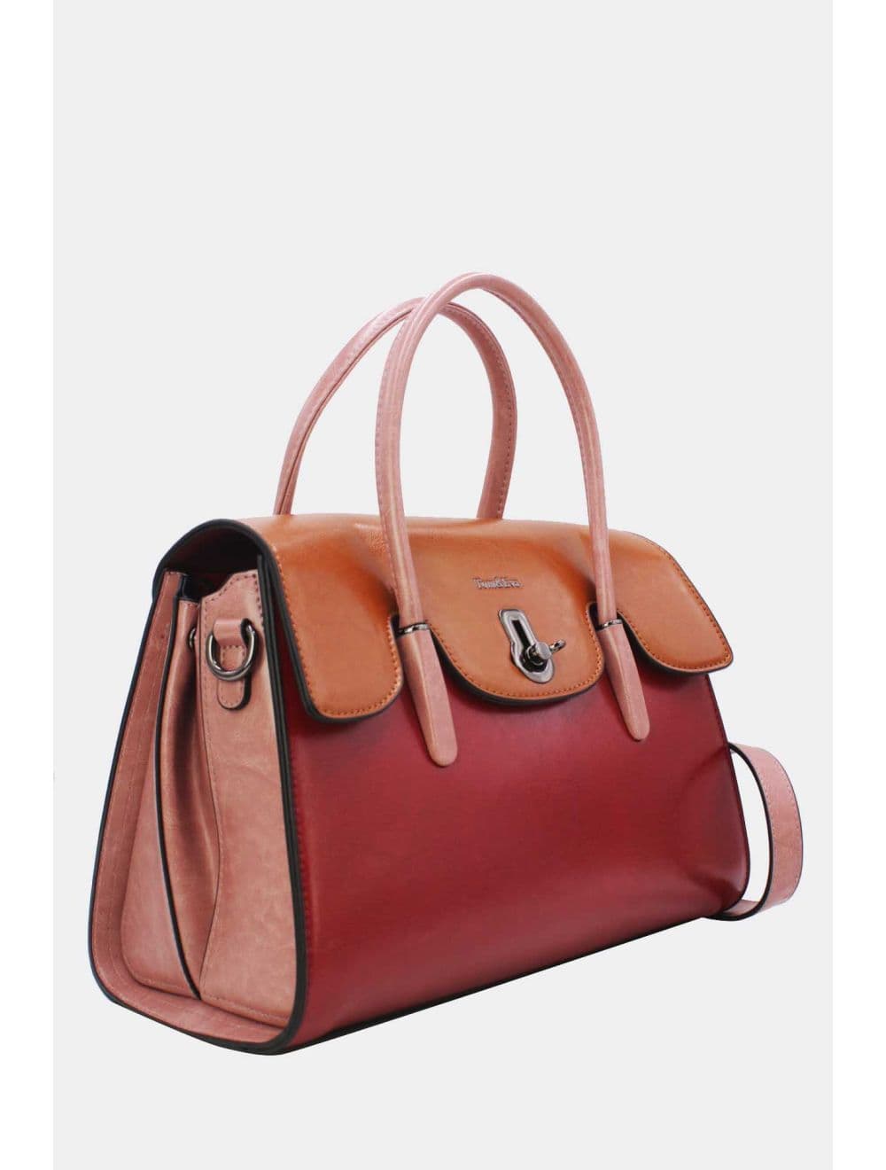 Sac à Main Effet Cuir Style Vintage RÉASSORT 24B-5866-Burgundy/Pink — vue 2