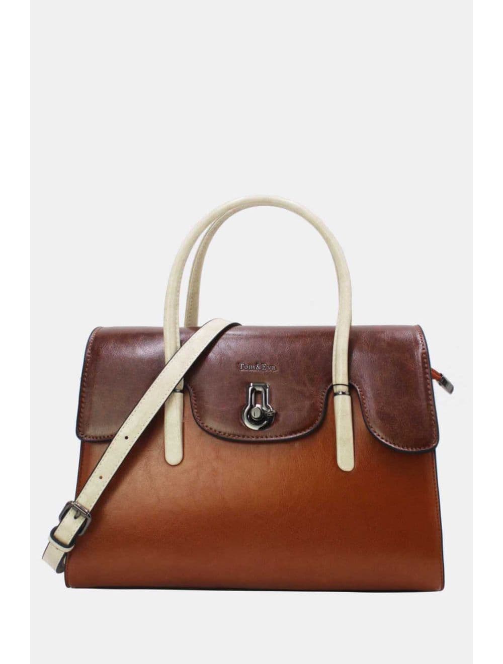 Sac à Main Effet Cuir Style Vintage RÉASSORT 24B-5866-Brown/White