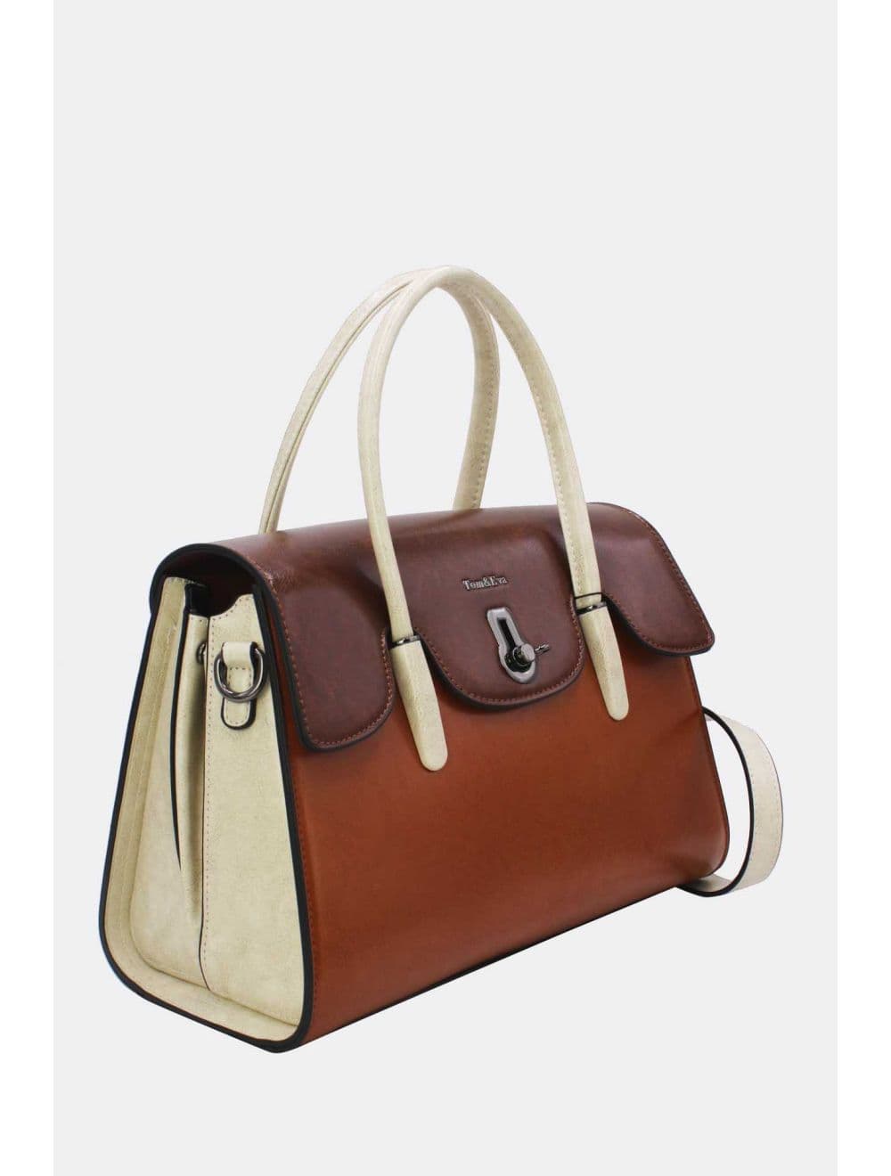 Sac à Main Effet Cuir Style Vintage RÉASSORT 24B-5866-Brown/White — vue 2
