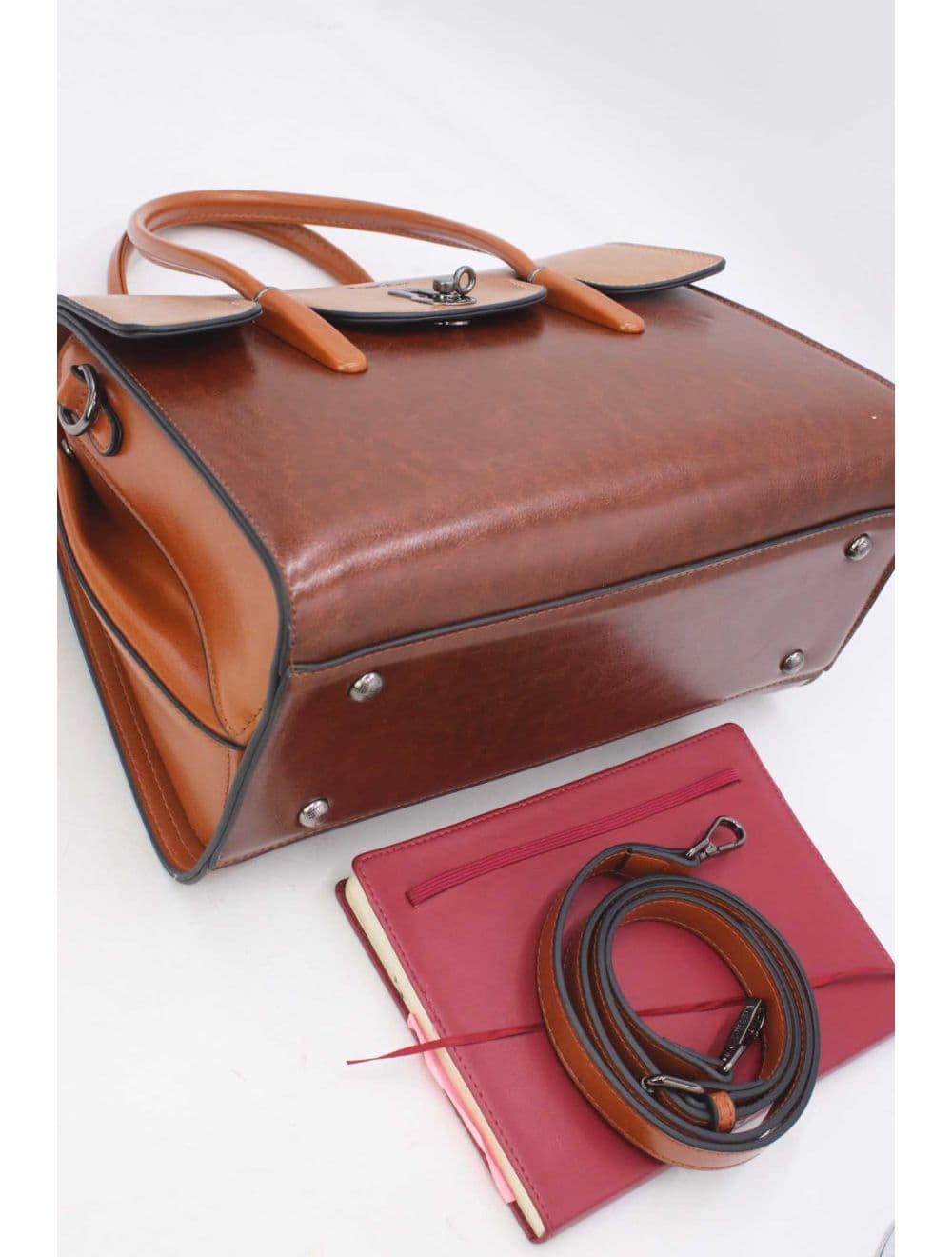 Sac à Main Effet Cuir Style Vintage RÉASSORT 24B-5866-Coffee/Brown — vue 4