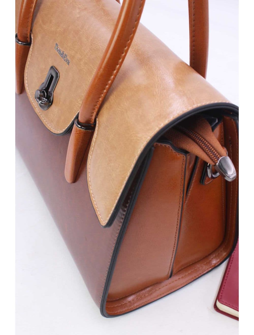 Sac à Main Effet Cuir Style Vintage RÉASSORT 24B-5866-Coffee/Brown — vue 5