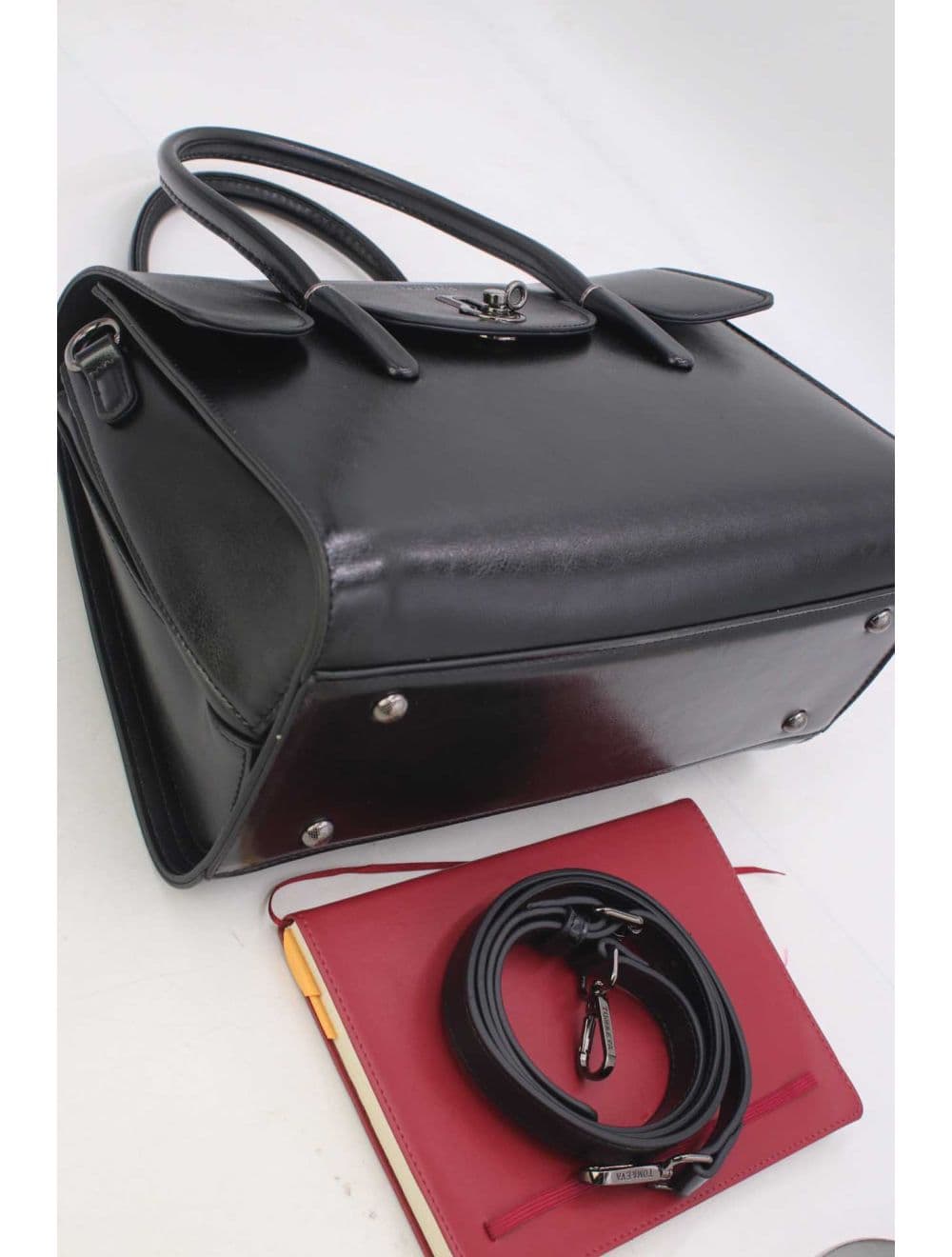 Sac à Main Effet Cuir Style Vintage RÉASSORT 24B-5866-Noir — vue 4