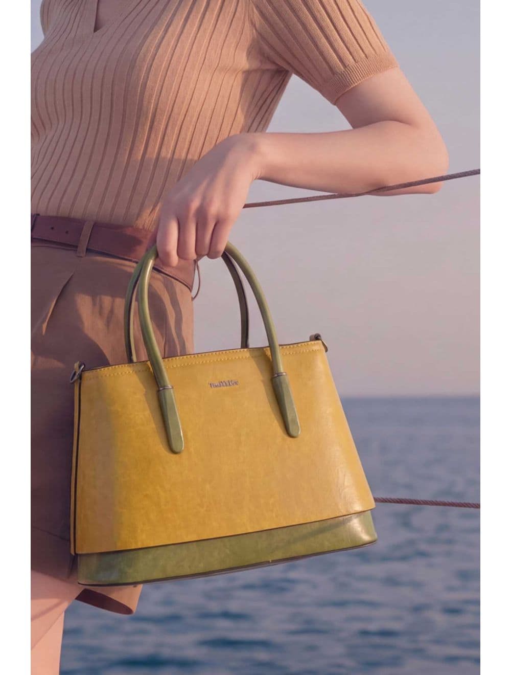 Petit Sac à Main Effet Cuir 25B-6428-Yellow/Green — vue 6