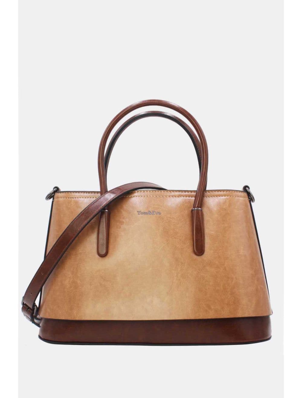 Petit Sac à Main Effet Cuir 25B-6428-Apricot/Coffee