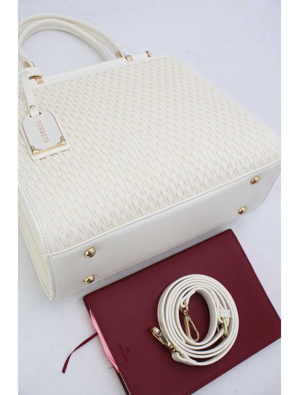 Sac à Main Tissu Avec Pendentif 25B-6317-Blanc — vue 4