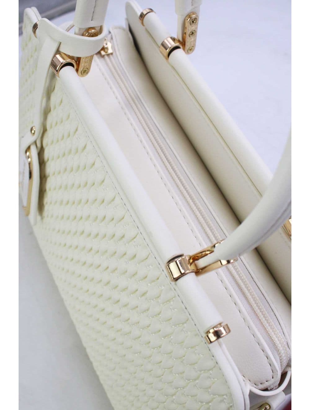 Sac à Main Tissu Avec Pendentif 25B-6317-Blanc — vue 5