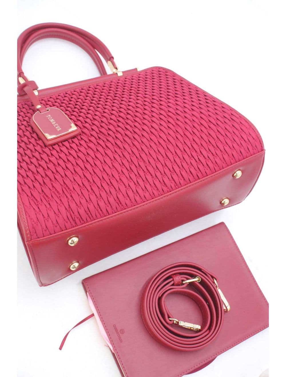 Sac à Main Tissu Avec Pendentif 25B-6317-Bordeaux — vue 4